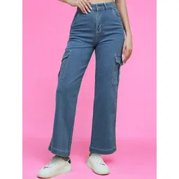 DressBerry Women Wide Leg High-Rise Stretchable Jeans-picture-18