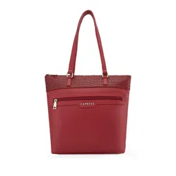 DressBerry X CAPRESE Ariana Red Self Design Large Tote Bag-picture-21