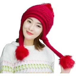 dressify Rabbit Fur Korean Style Pompom Thick Pullover Cap for Women, Ladies, Girl's Free Size-picture-53