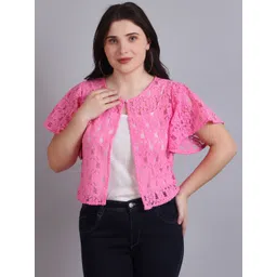 Dressitude Self Design Cotton Crop Button Shrug-picture-19