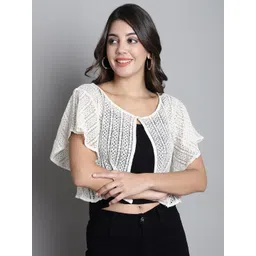 Dressitude Self Design Flared Sleeves Lace Shrug-picture-25