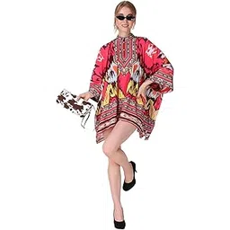 dressprinted Ikat Radiance Tunic Printed Crepe Maxi Length Long Kaftan Dress for Women Multicolor Freesize-picture-59