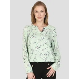 DRIRO Floral Print Mandarin Collar Viscose Rayon Top-picture-29