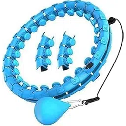 DRIVIJI Fitness Weighted Hula Circle for Adults Weight Loss, Infinity Fitness Hoop Plus Size 52 Inch with Sweat Belt, Include 24 Detachable Links and Waist Trainer for Women (Blue)-picture-13