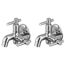 Drizzle Tarim 2 Pcs 2 in 1 Brass Chrome Finish Silver Bib Cock Set, ABC2IN1TARIM2-picture-18