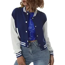 drobe Crop Varsity jackets for Women/Stylish jacket for winter/Jackets for Women/Letterwoman Varsity jacket-picture-12