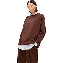 drobe Plain Trendy Cotton Full Sleeves Round Neck Casual Pullover Sweatshirt for Women-picture-17