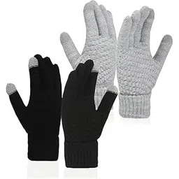 drocotec Winter Knitted Touchscreen Gloves for Men & Women | Warm Woollen Stretch Gloves for Outdoor, Riding, Cycling, Driving | Touch Screen Compatible-picture-30