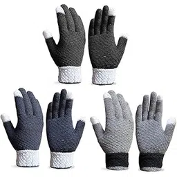 drocotec Winter Touchscreen Gloves for Men & Women – Warm Knitted Wool Blend, Anti-Slip, Soft Stretchable Cold Weather Gloves – Touch Screen Compatible – Multi-Color Set-picture-25