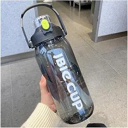 Drofail Large-Capacity Water bottle Gallon Gym Bottle Fitness Bottle PETG Plastic, BPA Free, Leackproof Clear Transparent all Color Available – 2.5 Liter (Dark Black)-picture-25