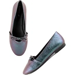 drop bold Green Textured Round Toe Ballerinas With Bows For Women And Girls-picture-48