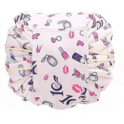 DRUDRAYA Polyester Women's Convenient And Waterproof Multifunction Portable Lazy Travel Cosmetic Storage Makeup Organizer Toiletry Bag With Drawstrings (White Lip, 10 Cm, M)-picture-49