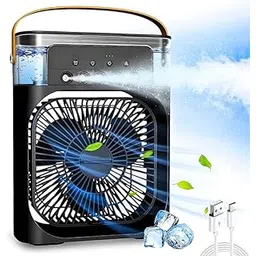 Drumstone 𝟏𝟓 𝐘𝐞𝐚𝐫𝐬 𝐖𝐚𝐫𝐫𝐚𝐧𝐭𝐲 Mini Air Cooler Portable Air Conditioner Fan with 3 Wind Speed & Spray Modes, Personal Desk Cooler, Adjustable Timer, LED Light, Removable Tank_Multicolor-picture-18