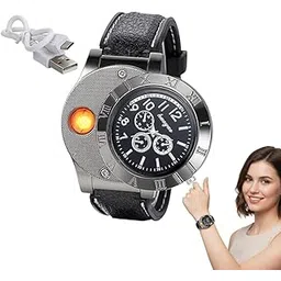 Drumstone (𝐒𝐩𝐞𝐜𝐢𝐚𝐥 𝟏𝟓 𝐘𝐞𝐚𝐫𝐬 𝐖𝐚𝐫𝐫𝐚𝐧𝐭𝐲) USB Rechargeable Lighter Watch – Windproof Flameless Cigarette & Cigar Lighter with Metal Case, Silicone Band, Compact Design-image-10