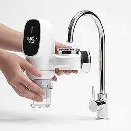 Drumstone ZSV Instant Electric Water Heater Tap with LED Temperature Display | 2500W Fast Heating Faucet | Energy Efficient Kitchen & Bathroom Geyser | ABS Body with 360° Rotating Nozzle (White)-image-38