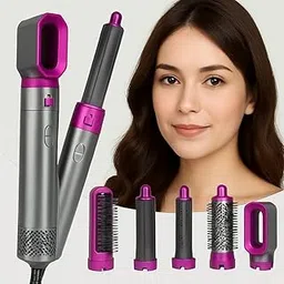 Drumstone® 𝟏𝟓 𝐘𝐞𝐚𝐫𝐬 𝐆𝐮𝐚𝐫𝐚𝐧𝐭𝐞𝐞 5 in 1 Hot Air Brush Styler for Women | 1000W Hair Dryer Brush with Curling Wand, Crimper, Straightener | Rotating Airwrap Styler for All Hair Types-picture-36
