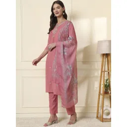 DRUPH & CO Women Floral Embroidered Kurta with Trousers & Dupatta-picture-16