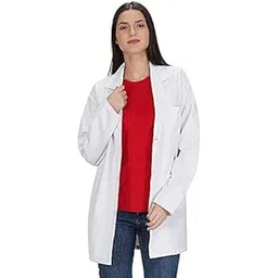 DRY DEAL Women's Apron Lab Coat Wrinkle Resistant Poly Cotton Full Sleeves (M)-picture-32