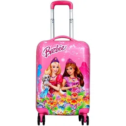 d's paradise Small Cabin Suitcase (24 cm) 8 Wheels - Kids 16" Barbie print Girl's Boy's suitcase/trolley bag & 13 inch vanity - Pink-picture-25