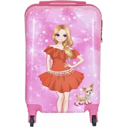 d's paradise Small Cabin Suitcase (43 inch) 4 Wheels - Kids Pink Standing girl with Dog 16 INCHE Luggage Suitcase Trolley Bag for Girls - Pink-picture-14