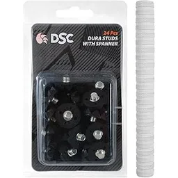 DSC Cricket Shoes Rubber Studs & Spanner for Men, Ring Chevron Rubber Cricket Bat Grip (Full, White)-picture-28