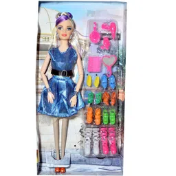 dtc Doll Foldable Blue Dress with Beautiful Hair-picture-26