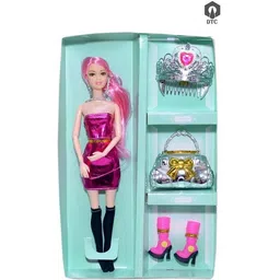 dtc Foldable Pink Hair Colour Doll With Doll Accessories-picture-19