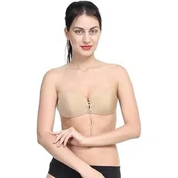 dtr creation Women’s Strapless Bra | Invisible Push-Up Adhesive Bra | Backless Stick-On with Drawstring Front Closure for Party, Wedding & Dresses – Nude-picture-52