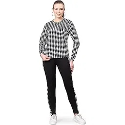 dtr fashion Lycra Blended HoundStooth Printed Tracksuit Co-ord Sets for Women_Black_TS_SS_BLACK_CHECKS_NEW-picture-20