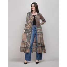 Dubai Collection Printed Longline Colourblocked Tie-Up Shrug-picture-37