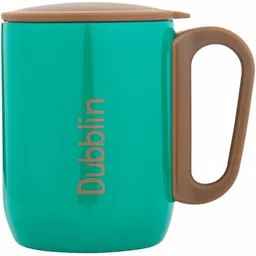dubblin Polo Unbreakable Double Wall Insulated with Handle and Lid, Wide Mouth Keeps beverages Hot & Cold, Green Stainless Steel Coffee Mug-picture-13