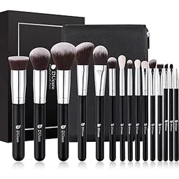 DUCARE Premium Synthetic Kabuki Foundation Eyeshadow Makeup Brushes with Cosmetic Bag Set (Black), 15 Pcs-picture-11