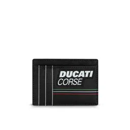 DUCATI CORSE Men Typography Printed Leather Card Holder-picture-22