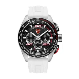 Ducati Quartz Chronograph Black Dial White Silicone Strap Watch For Men-picture-21