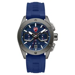 Ducati Quartz Chronograph Blue Dial Blue Silicone Strap Watch For Men-picture-30