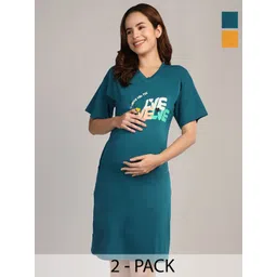 Duchess Women Pack Of 2 Maternity Printed Nightdress-picture-14
