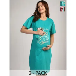 Duchess Women Pack Of 2 Printed Maternity T-shirt Nightdress-picture-16