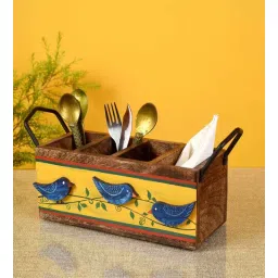 dudki Brown Printed Wood 1 Pcs Cutlery holder-picture-11