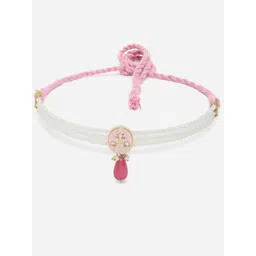 DUGRISTYLE Gold-Plated Kundan-Studded & Beaded Jewellery Set image 4