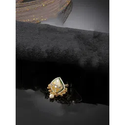 DUGRISTYLE Gold-Plated Kundan Studded Finger Ring-picture-18