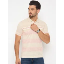 Duke Beige Blended Regular Fit Striped Polo T-Shirt-picture-29