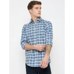 Duke Blue Blended Slim Fit Checkered Shirt-picture-11