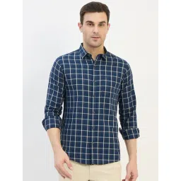 Duke Blue Blended Slim Fit Checkered Shirt-picture-27