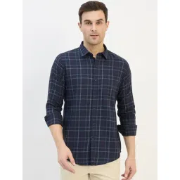 Duke Blue Blended Slim Fit Checkered Shirt-picture-35