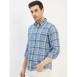 Duke Blue Blended Slim Fit Checkered Shirt image 3