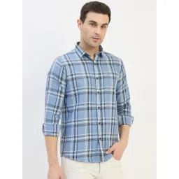 Duke Blue Blended Slim Fit Checkered Shirt image 4