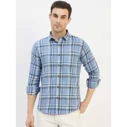 Duke Blue Blended Slim Fit Checkered Shirt image 1