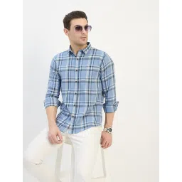 Duke Blue Blended Slim Fit Checkered Shirt image 5