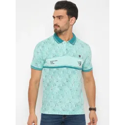 Duke Blue Blended Slim Fit Self Designed Polo T-Shirt-picture-28