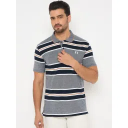 Duke Blue Blended Slim Fit Striped Polo T-Shirt-picture-18
